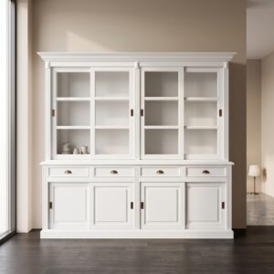 Buffetkast Vitrine 2,33 m Massief Hout Wit