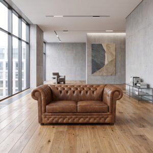 Chesterfield Bank Leder Mocca 1,85 m