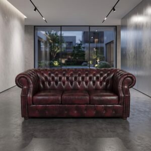 Chesterfield Bank Leder Rood-Bruin 2,07 m