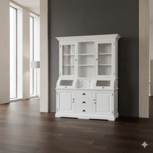 Buffetkast Vitrine 1,67 m Teak Wit