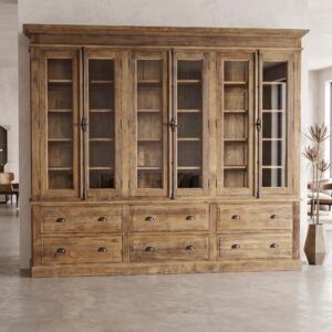 Vitrine Boekenkast Teak 2,64 m