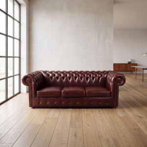 Chesterfield Bank Leder Rood-Bruin 2,20 m