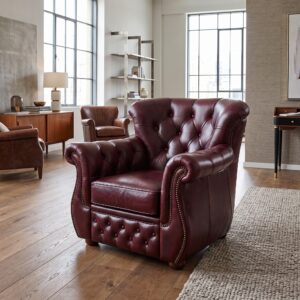 Chesterfield Fauteuil Leder Bordeauxrood