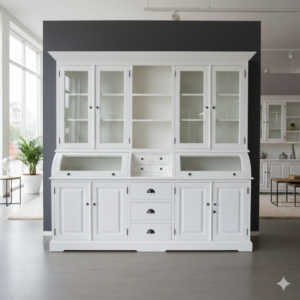 Buffetkast Vitrine 2,27 m Teak Wit