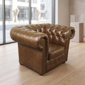 Chesterfield Fauteuil Leder Cognac