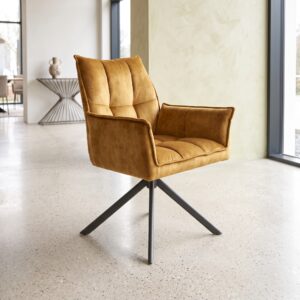 Retro Design Eetkamerstoel Mosterdgeel