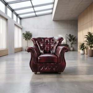 Chesterfield Fauteuil Leder Rood-Zwart