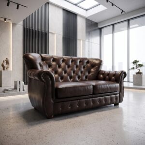 Chesterfield Bank Leder Donkerbruin 1,65 m