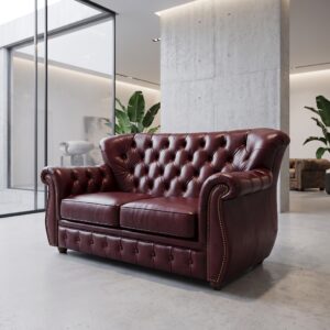Chesterfield Bank Leder Bordeauxrood 1,65 m