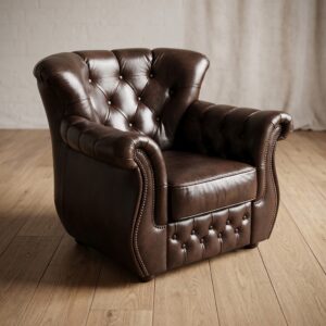 Chesterfield Fauteuil Leder Donkerbruin