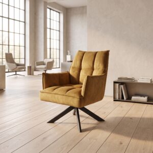 Retro Design Eetkamerstoel Mosterdgeel