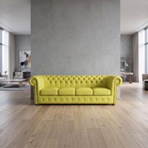 Chesterfield Bank Leder Geel 2,40 m