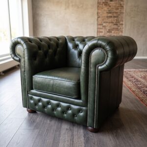 Chesterfield Fauteuil Leder Donkergroen