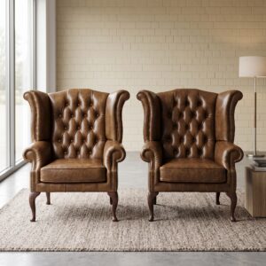 Chesterfield Fauteuil Set Leder Old-Cognac