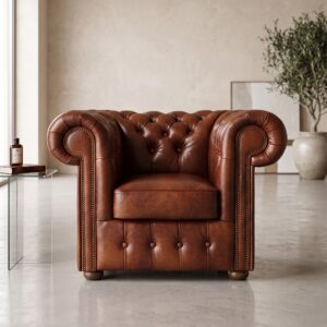 Chesterfield Fauteuil Leder Cognac