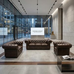 Chesterfield Bankstel Donkerbruin 3-2-1 Leder