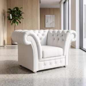 Chesterfield Fauteuil Leder Wit