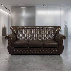 Chesterfield Bank Leder Donkerbruin 1,90 m