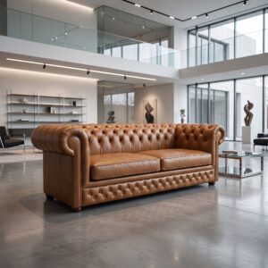 Chesterfield Bank Leder Mocca 2,25 m