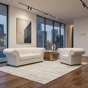 Chesterfield Bankstel Wit 2-1 Leder