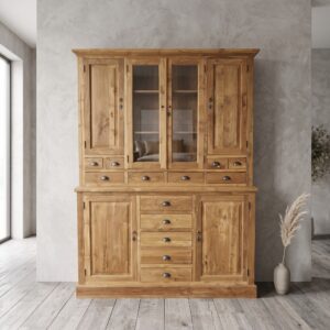 Vitrine boekenkast teak 2.00 mtr