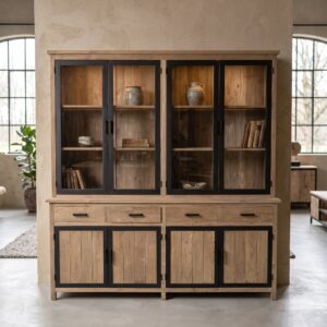 Vitrine Boekenkast Teak 2,25 m