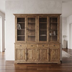 Vitrine Boekenkast Teakhout 2,10 m