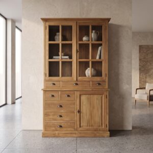 Vitrine Boekenkast Teak 1,30 m