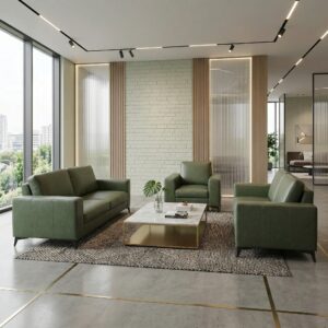 Bankstel Olijf 3-2-1 Leder