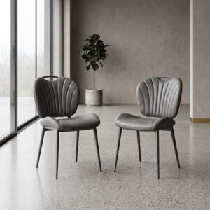 Retro Design Stoel Eetkamerstoel Grijs Leder Setprijs