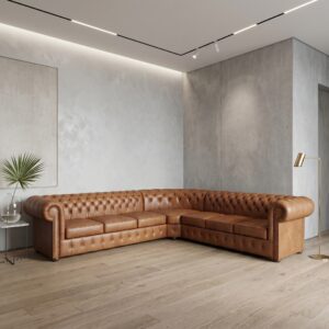 Chesterfield Hoekbank Bruin 3,10 m x 2,55 m