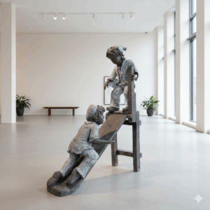 Sculptuur Decoratie Kinderen Brons 1,06 m