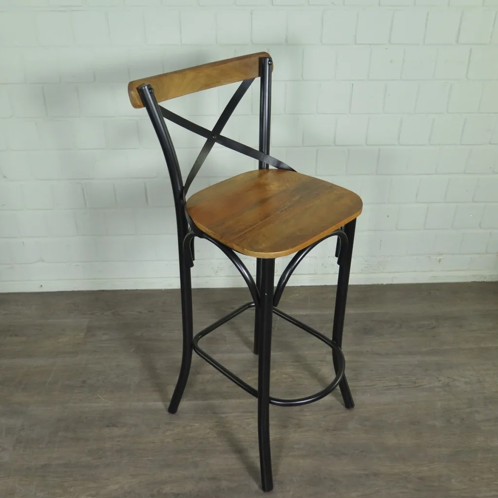 Barkruk met Rugleuning Mangohout - Afbeelding 3