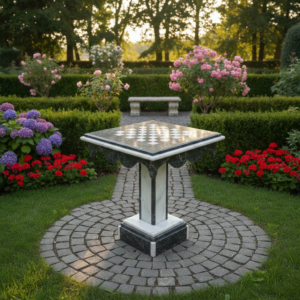 Speeltafel Tafel Schaken Dammen Marmer Zwart-Wit