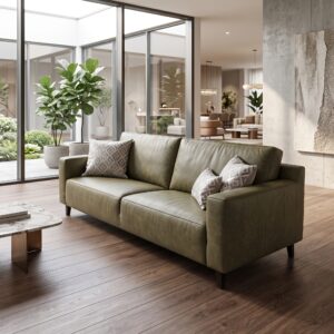 Bank Olijf Leder 2,40 m