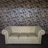 Chesterfield Bank Leder Cremewit 2,05 m - Afbeelding 2