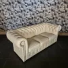 Chesterfield Bank Leder Cremewit 2,05 m