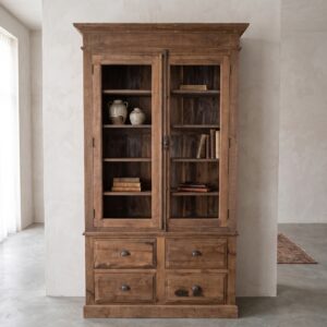 Vitrine Boekenkast Gerookt Eiken 1,32 m