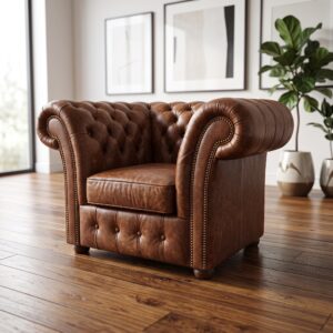 Chesterfield Fauteuil Leder Antiekbruin