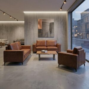 Bankstel Leder Antiekbruin 2,5-2-1