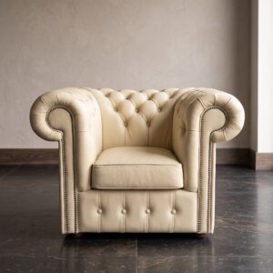 Chesterfield Fauteuil Leder Cremewit