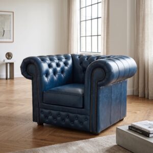 Chesterfield Fauteuil Leder Blauw