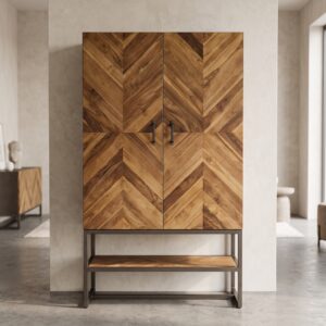 Kast Visgraat-Motief Teak 1,05 m