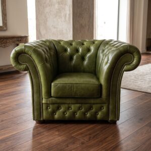 Chesterfield Fauteuil Leder Groen