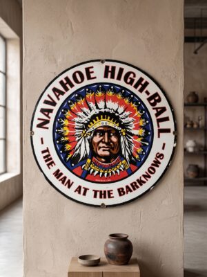 Reclamebord Navahoe High-Ball Whiskey Emaille