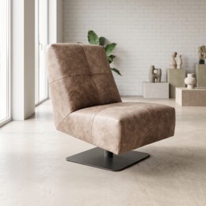 Retro Design Fauteuil Beige Leder