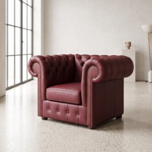 Chesterfield Fauteuil Leder Wijnrood 1,08 m