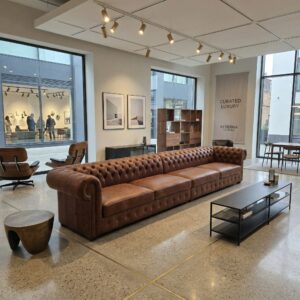 Chesterfield Bank Leder Antiekbruin 4,00 m