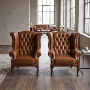 Chesterfield Fauteuil Set Leder Old-Cognac