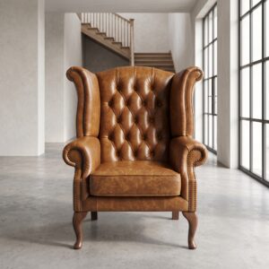 Chesterfield Dames Fauteuil Leder Old-Cognac